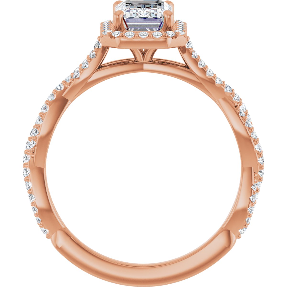 Emerald Halo-Style Engagement Ring Semi-Mount - gallery - Series 123267
