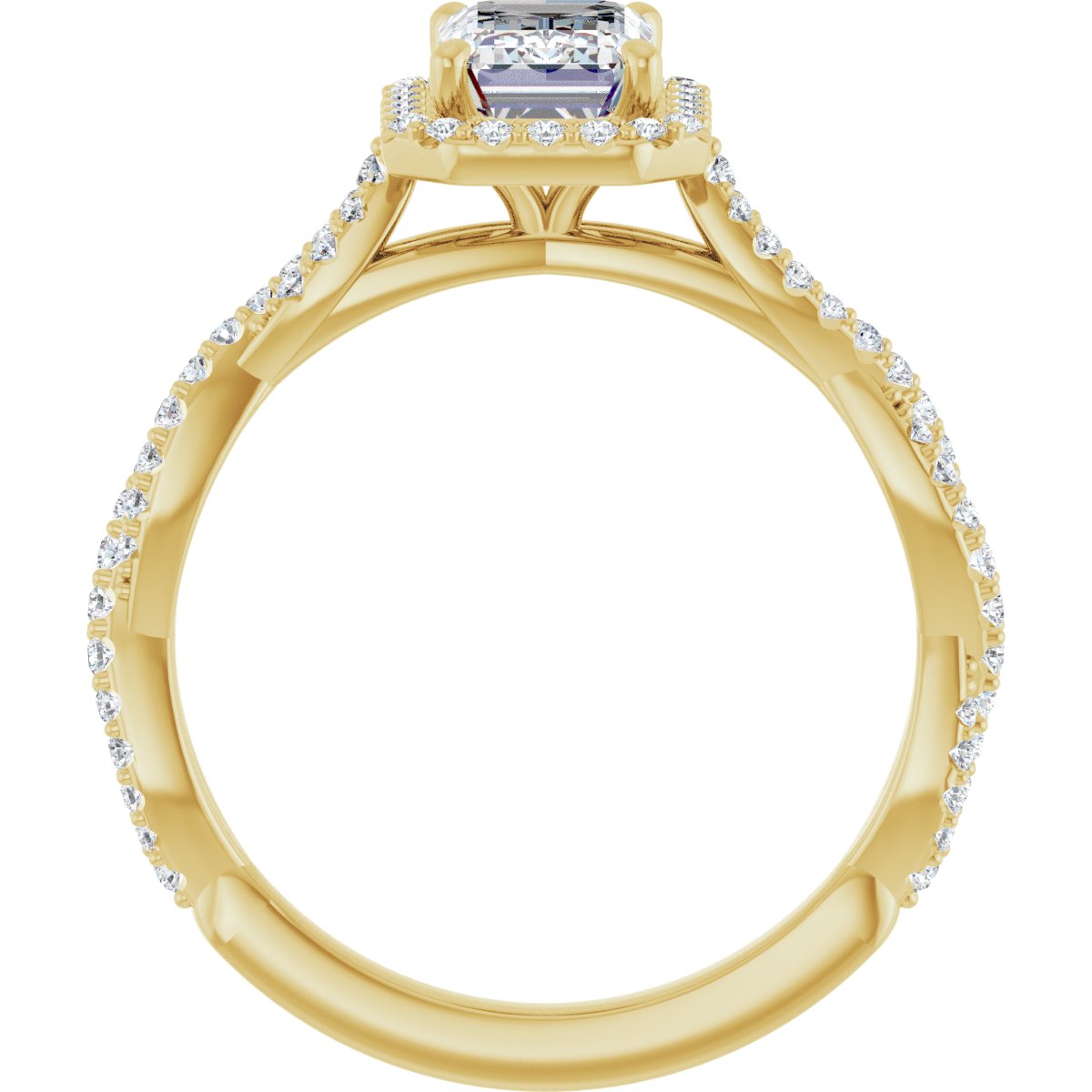 Emerald Halo-Style Engagement Ring Semi-Mount - gallery - Series 123267