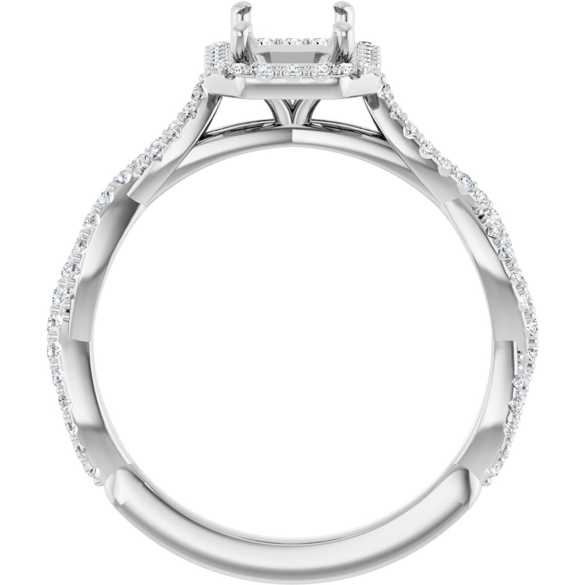 Emerald Halo-Style Engagement Ring Semi-Mount - gallery - Series 123267