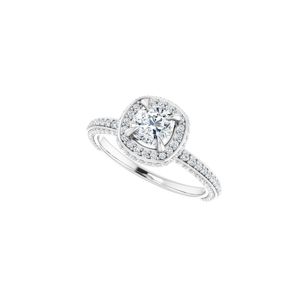 Cushion Hidden Halo-Style Engagement Ring Semi-Mount - gallery - Series 123271