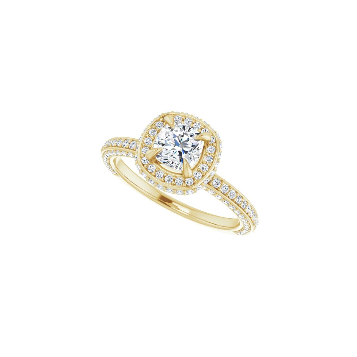 Cushion Hidden Halo-Style Engagement Ring Semi-Mount - gallery - Series 123271