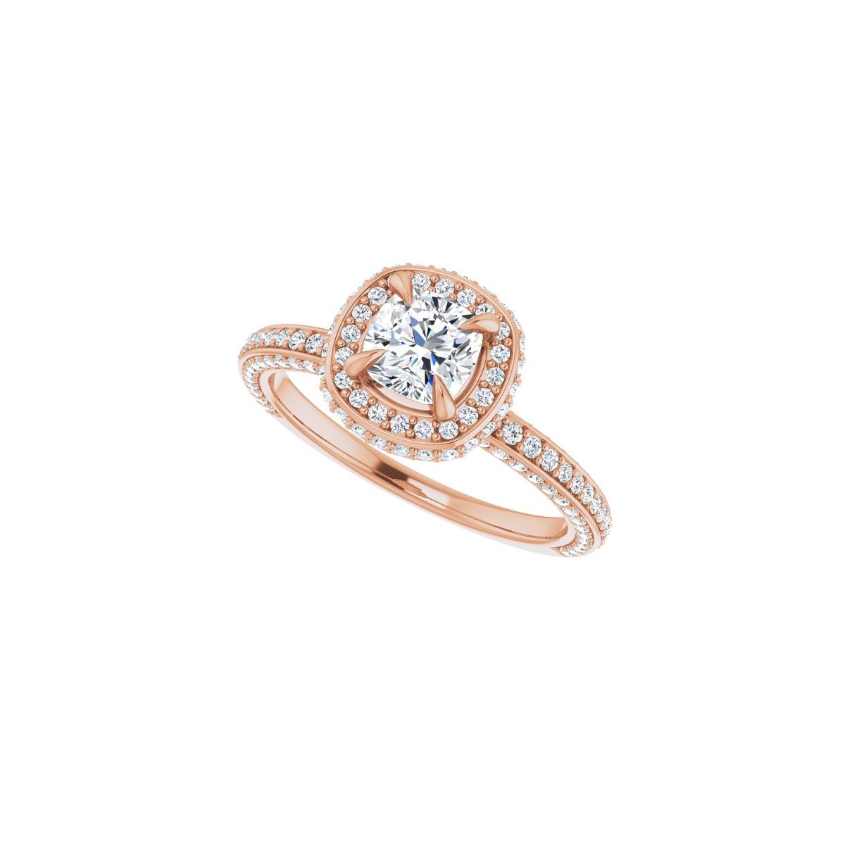 Cushion Hidden Halo-Style Engagement Ring Semi-Mount - gallery - Series 123271