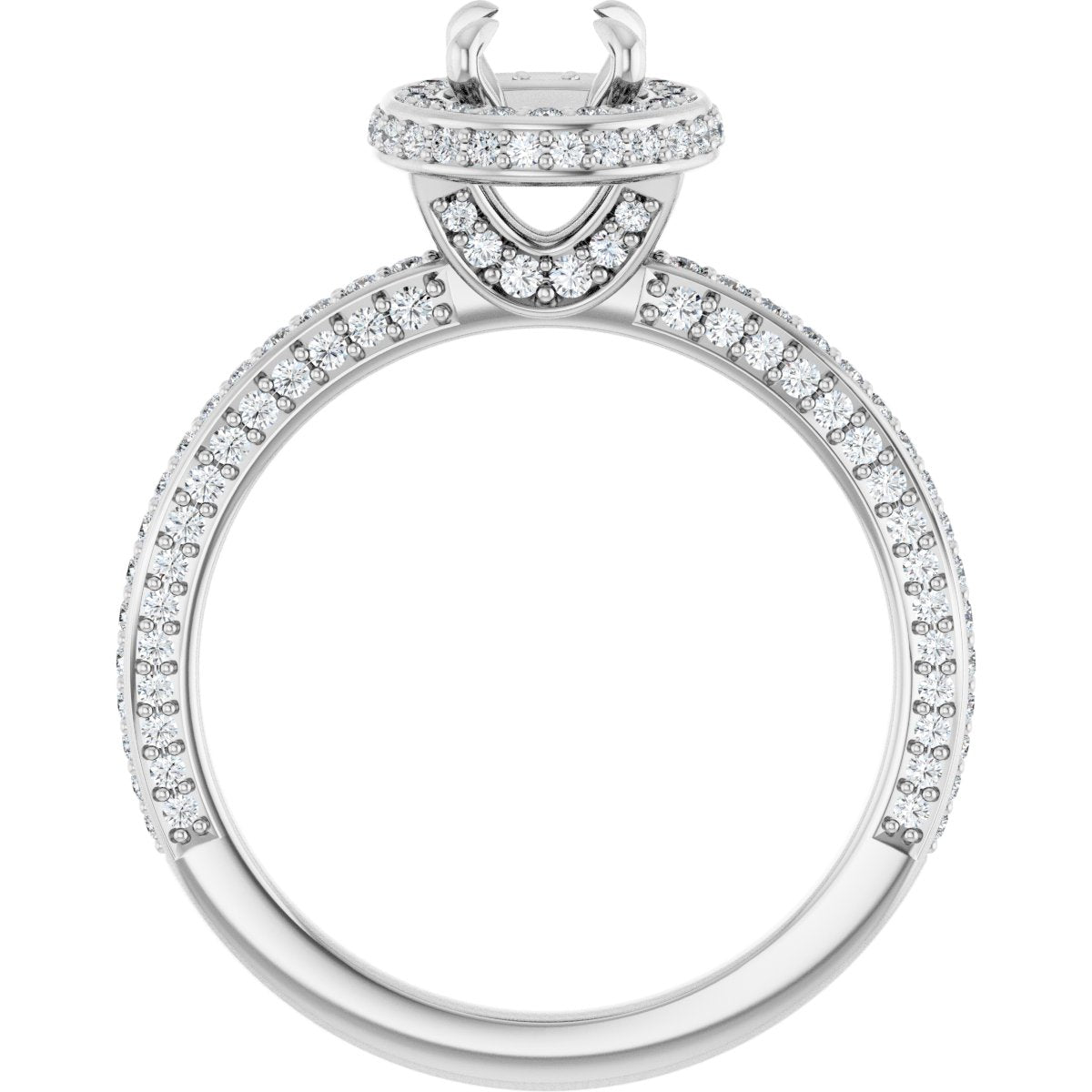 Round Hidden Halo-Style Engagement Ring Semi-Mount - gallery - Series 123271
