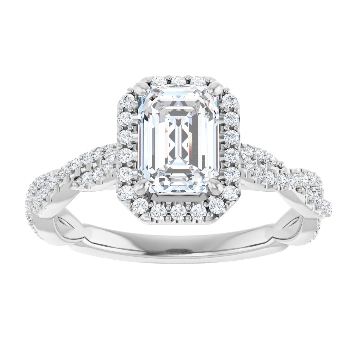 Emerald Halo-Style Engagement Ring Semi-Mount - gallery - Series 123267
