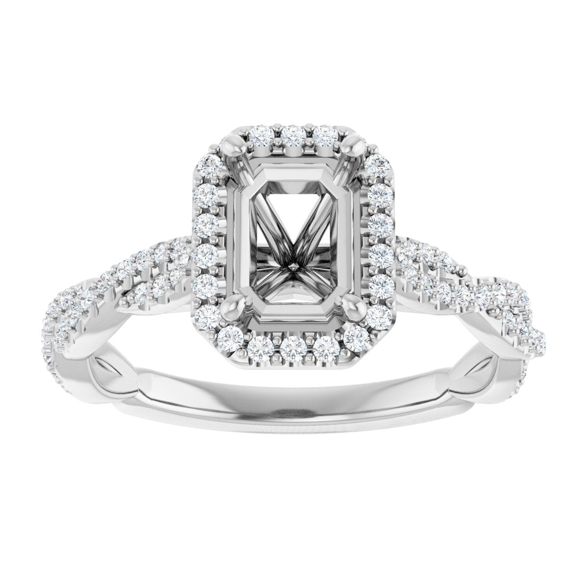 Emerald Halo-Style Engagement Ring Semi-Mount - gallery - Series 123267