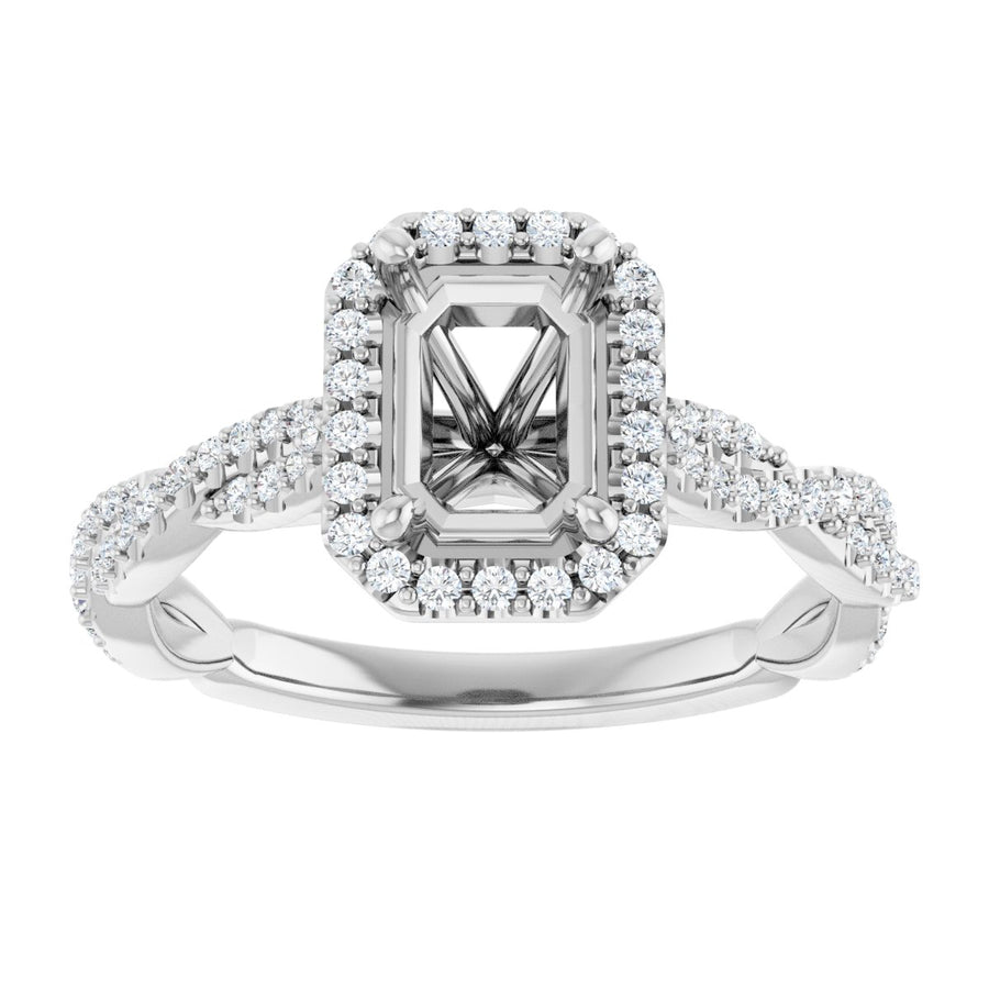 Emerald Halo-Style Engagement Ring Semi-Mount - gallery - Series 123267