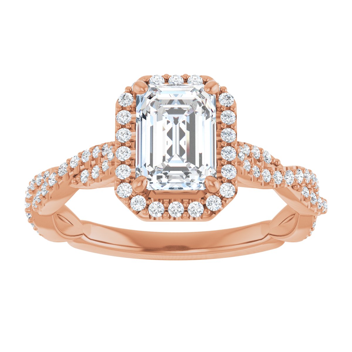 Emerald Halo-Style Engagement Ring Semi-Mount - gallery - Series 123267