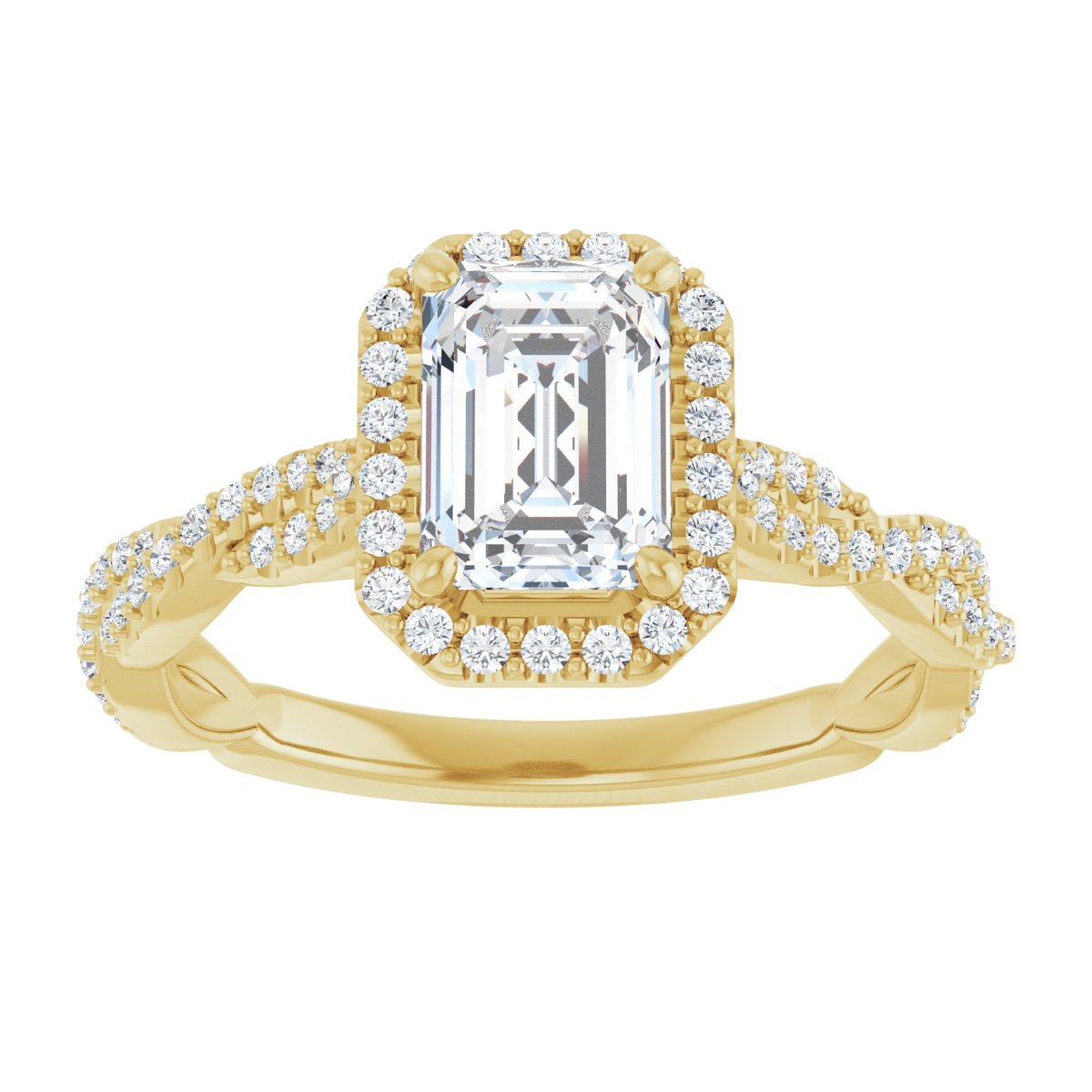 Emerald Halo-Style Engagement Ring Semi-Mount - gallery - Series 123267