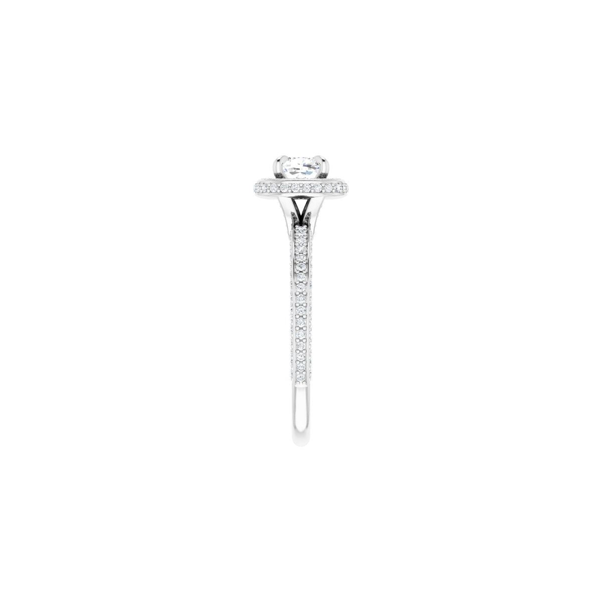 Cushion Hidden Halo-Style Engagement Ring Semi-Mount - gallery - Series 123271