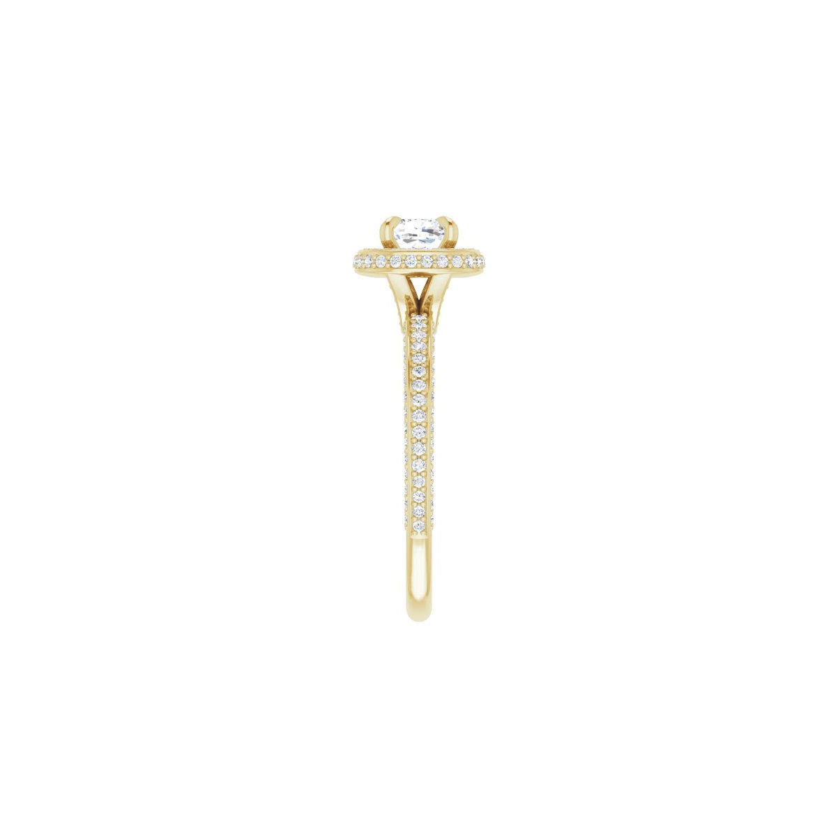 Cushion Hidden Halo-Style Engagement Ring Semi-Mount - gallery - Series 123271