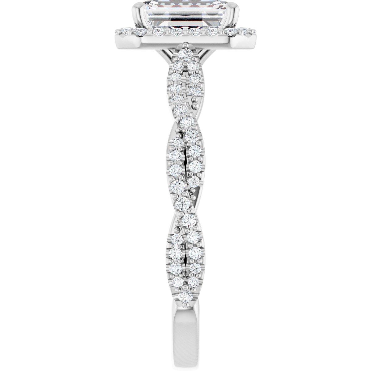 Emerald Halo-Style Engagement Ring Semi-Mount - gallery - Series 123267
