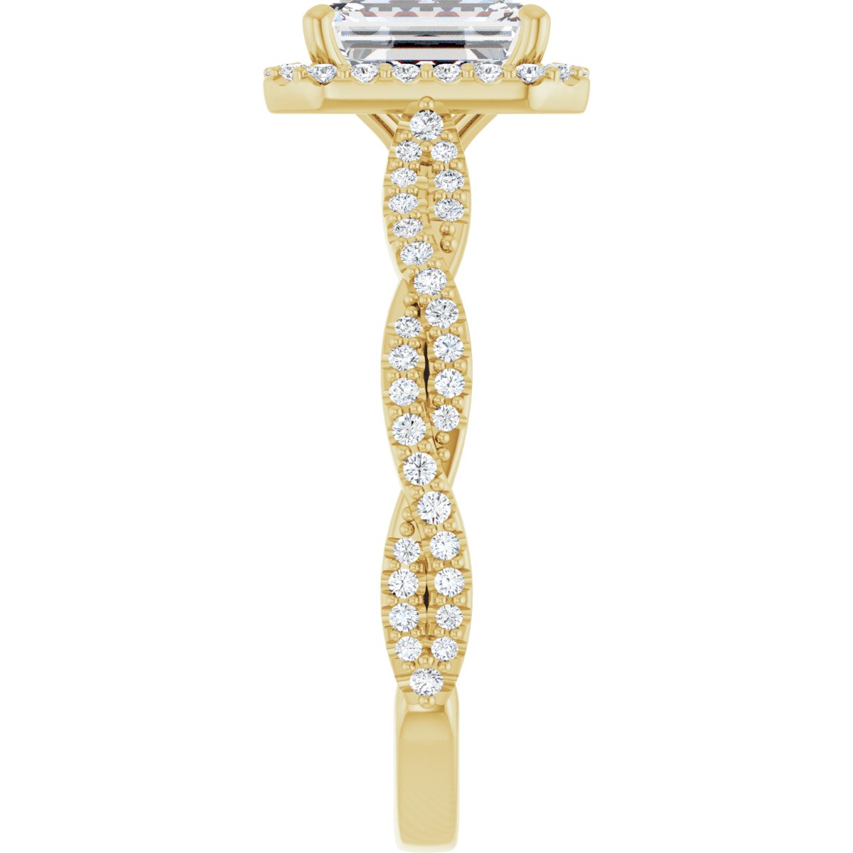 Emerald Halo-Style Engagement Ring Semi-Mount - gallery - Series 123267
