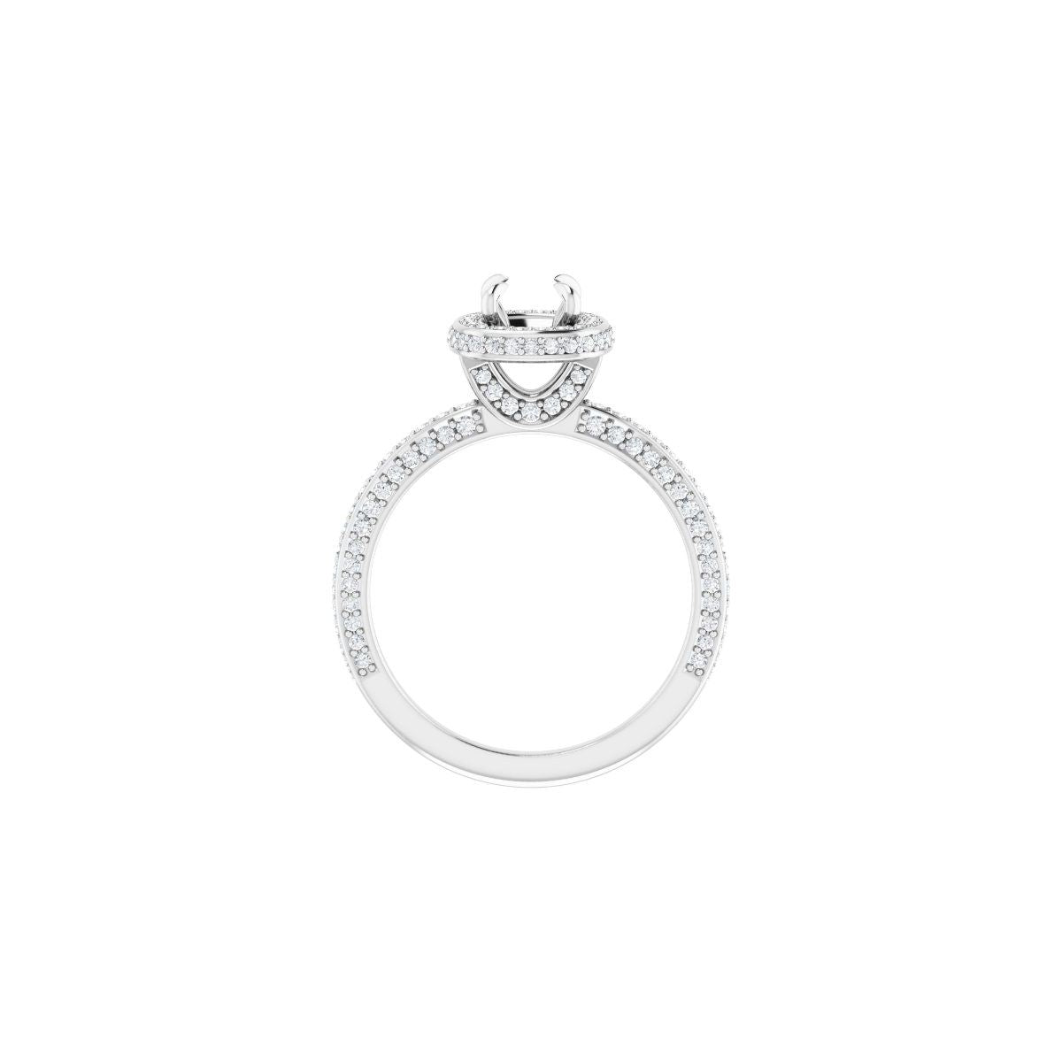 Cushion Hidden Halo-Style Engagement Ring Semi-Mount - gallery - Series 123271