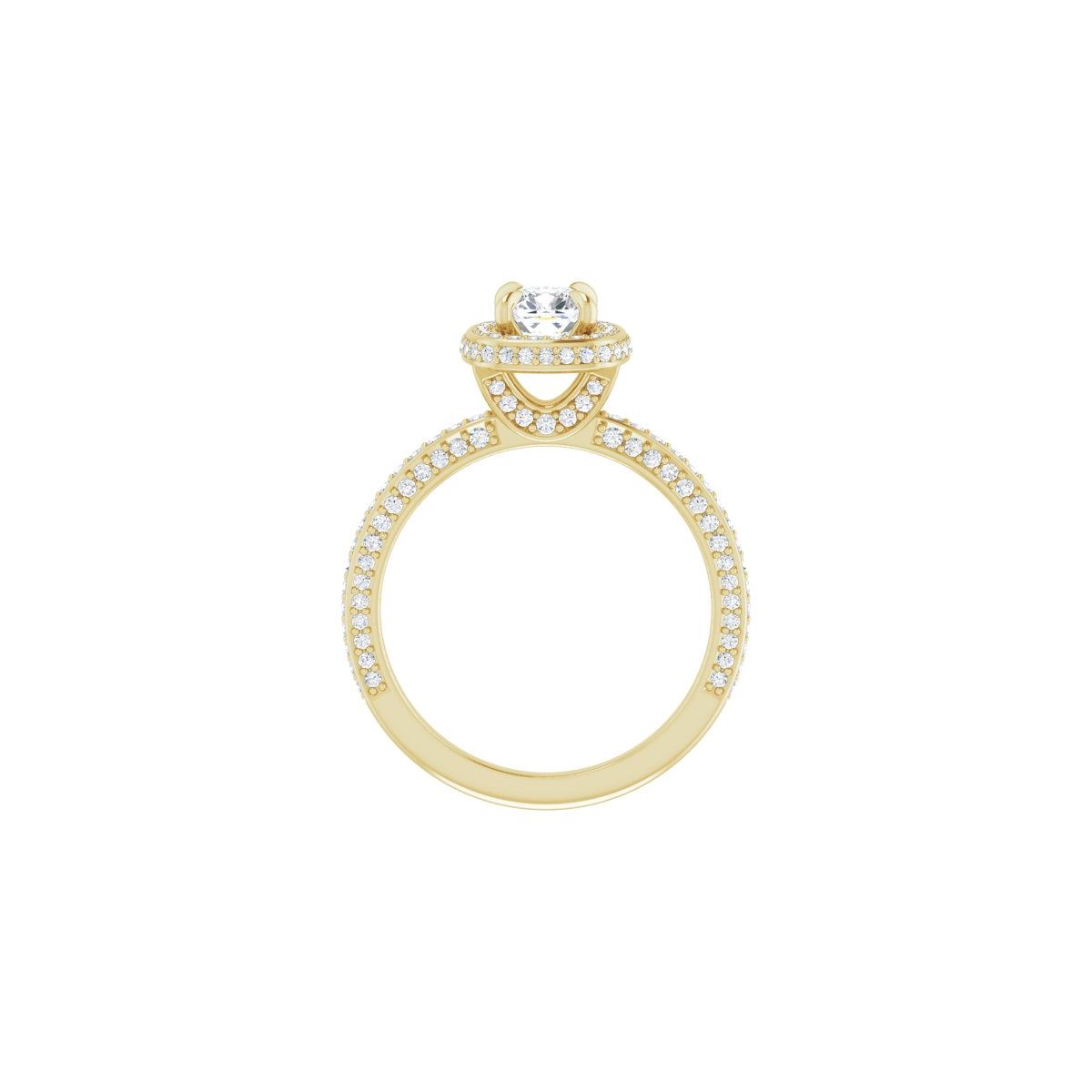 Cushion Hidden Halo-Style Engagement Ring Semi-Mount - gallery - Series 123271