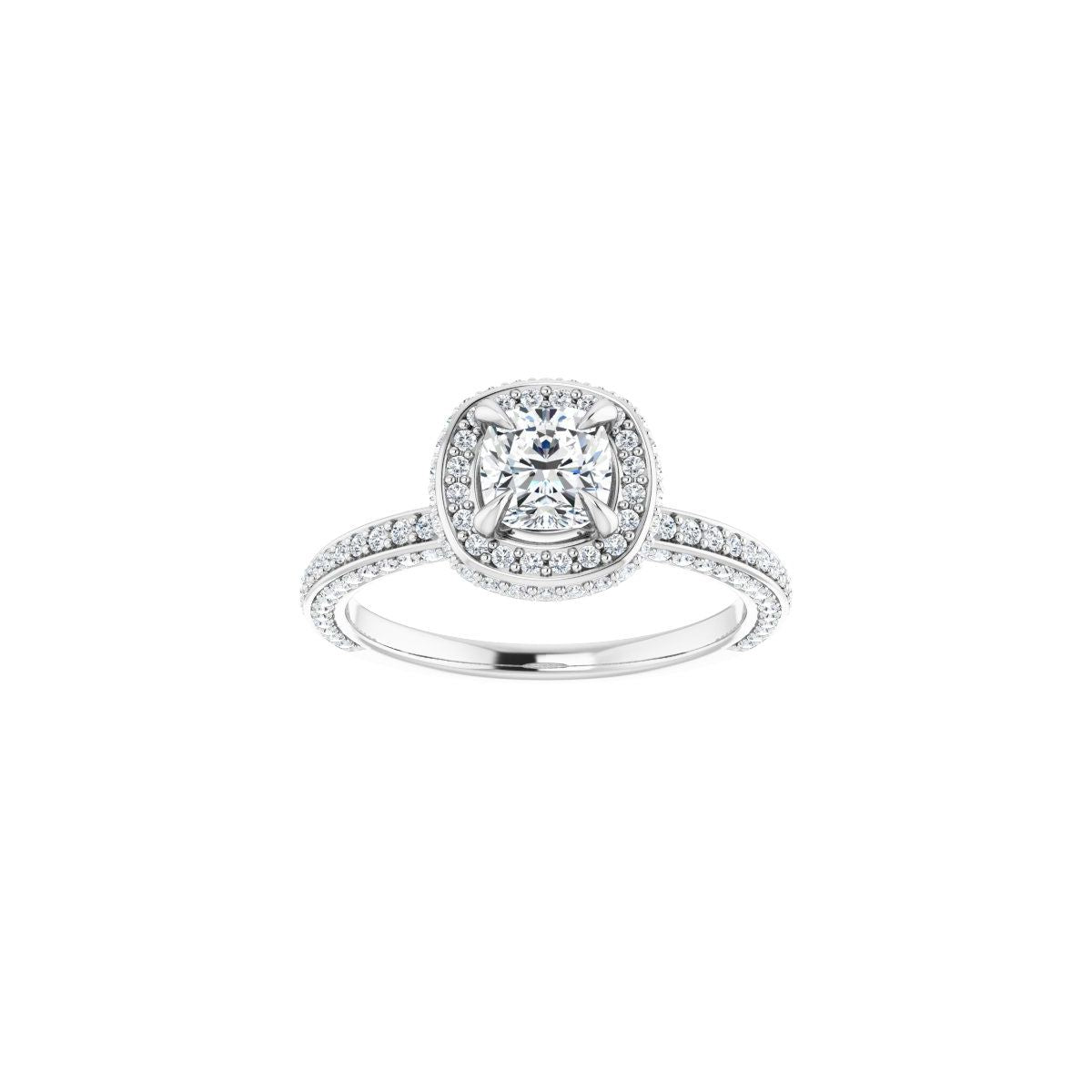 Cushion Hidden Halo-Style Engagement Ring Semi-Mount - gallery - Series 123271