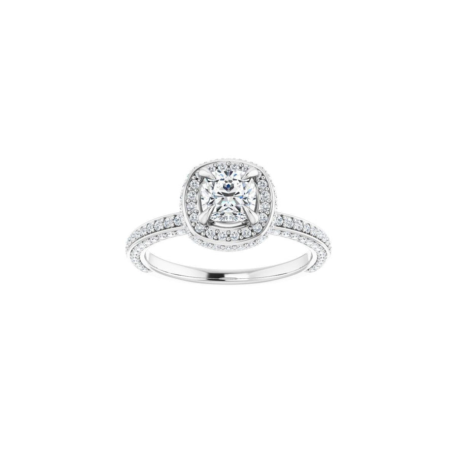 Cushion Hidden Halo-Style Engagement Ring Semi-Mount - gallery - Series 123271