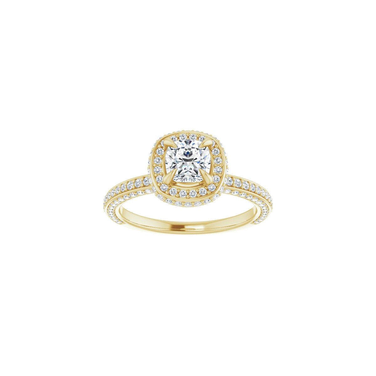 Cushion Hidden Halo-Style Engagement Ring Semi-Mount - gallery - Series 123271