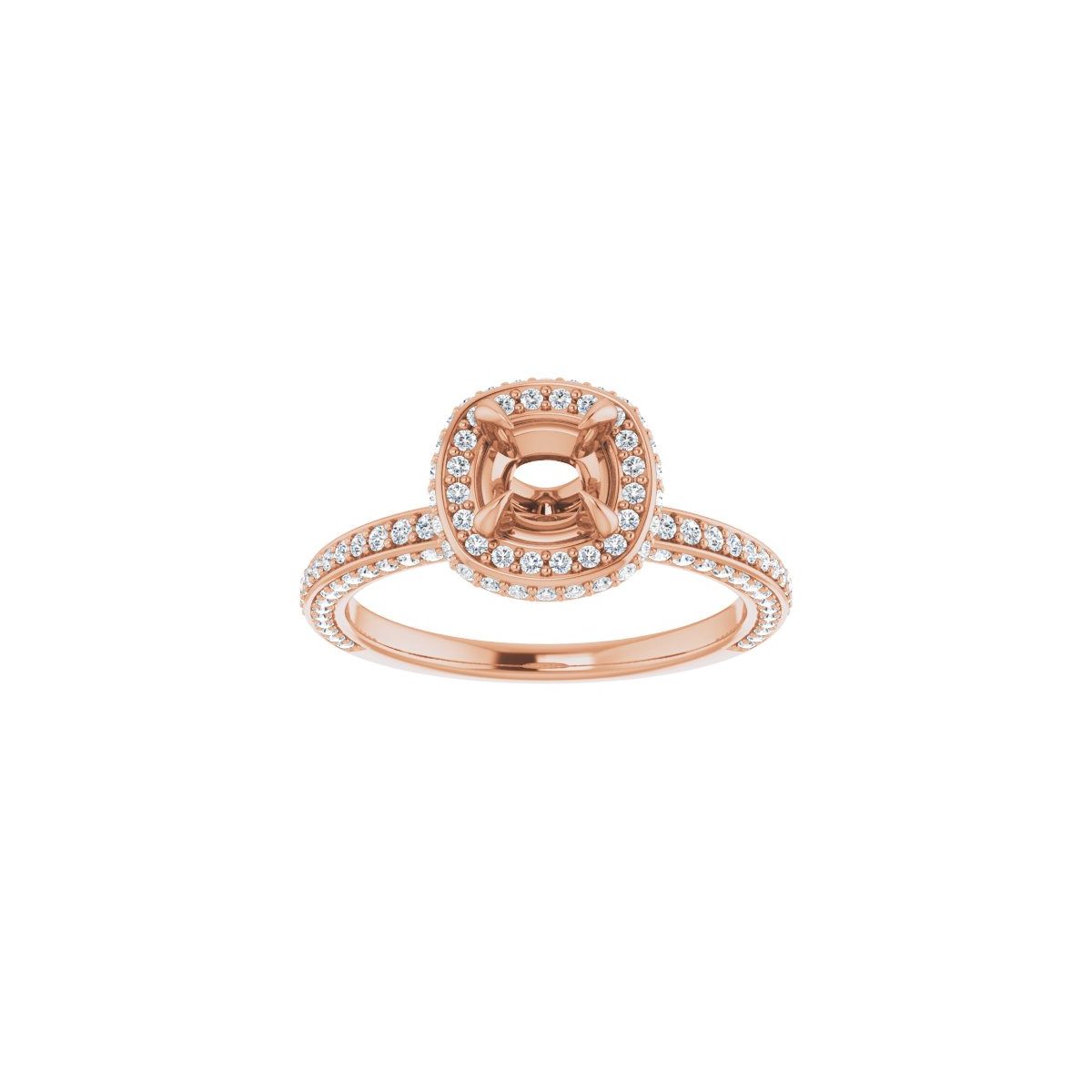 Cushion Hidden Halo-Style Engagement Ring Semi-Mount - gallery - Series 123271