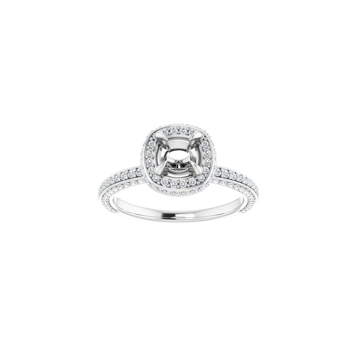 Cushion Hidden Halo-Style Engagement Ring Semi-Mount - gallery - Series 123271