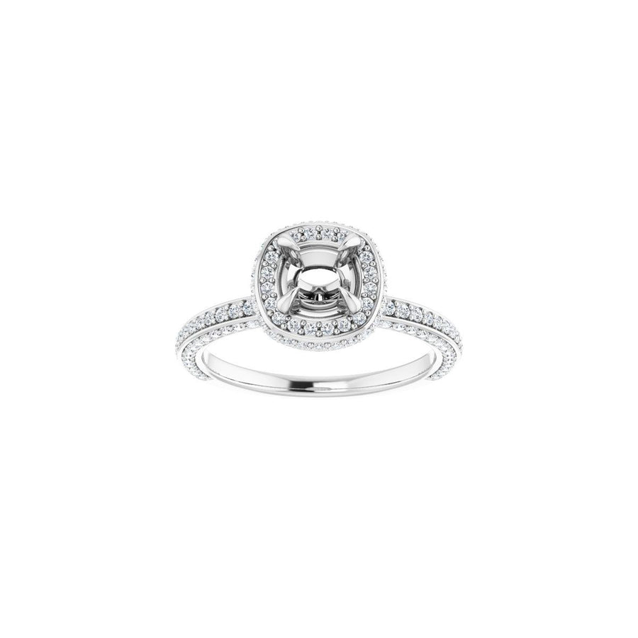 Cushion Hidden Halo-Style Engagement Ring Semi-Mount - gallery - Series 123271