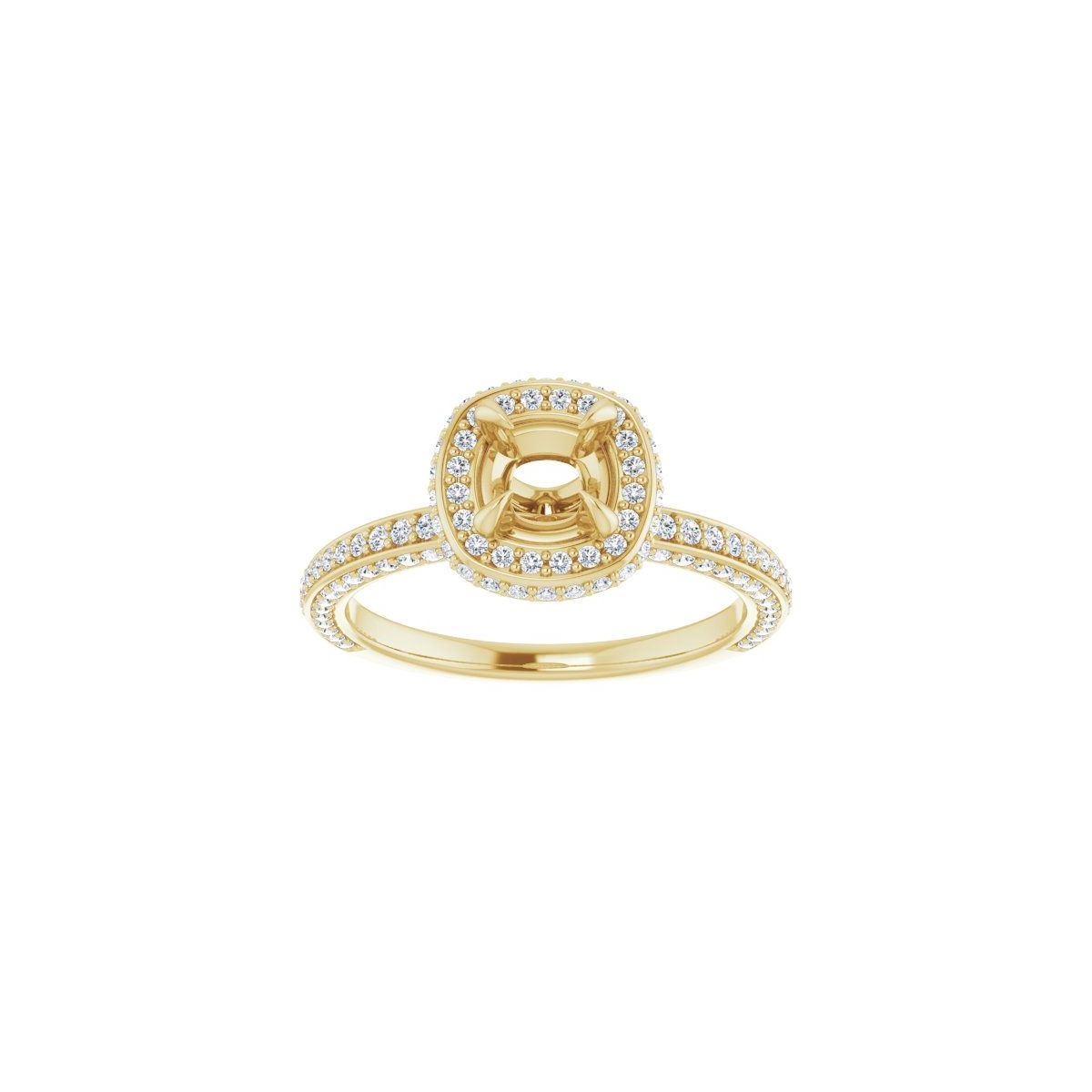 Cushion Hidden Halo-Style Engagement Ring Semi-Mount - gallery - Series 123271