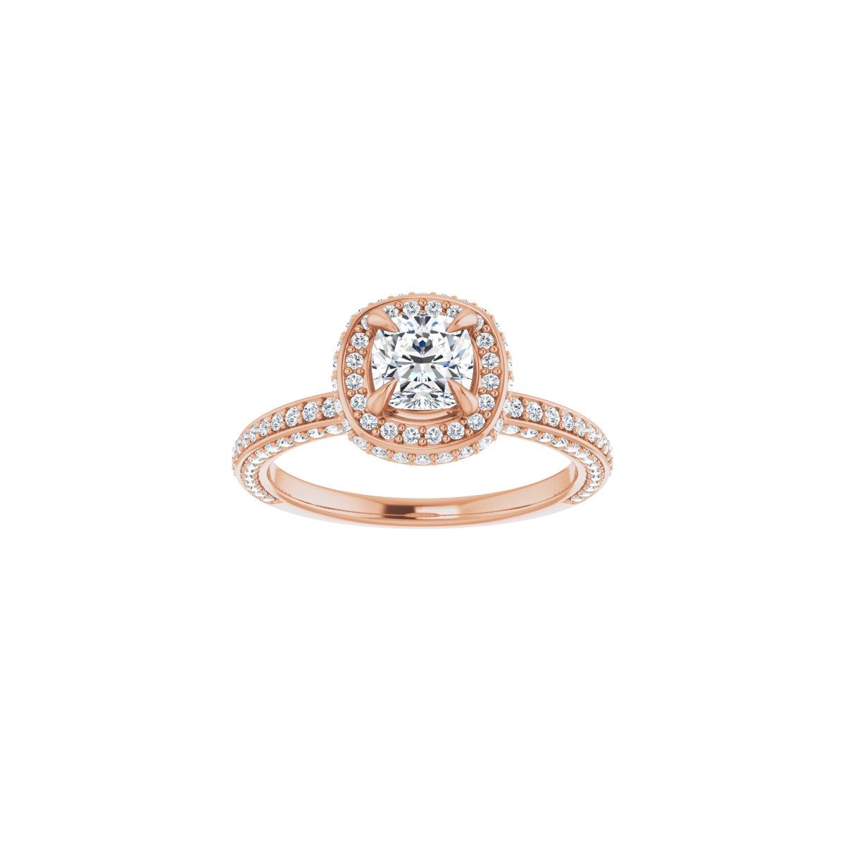 Cushion Hidden Halo-Style Engagement Ring Semi-Mount - gallery - Series 123271