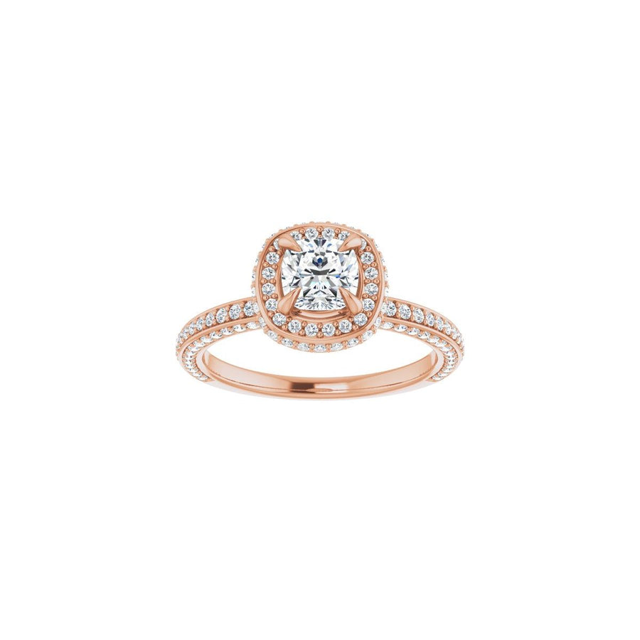 Cushion Hidden Halo-Style Engagement Ring Semi-Mount - gallery - Series 123271
