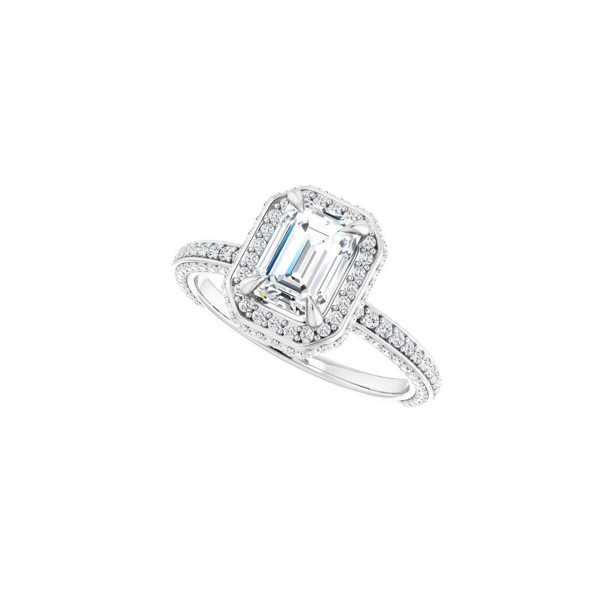 Emerald Hidden Halo-Style Engagement Ring Semi-Mount - gallery - Series 123271