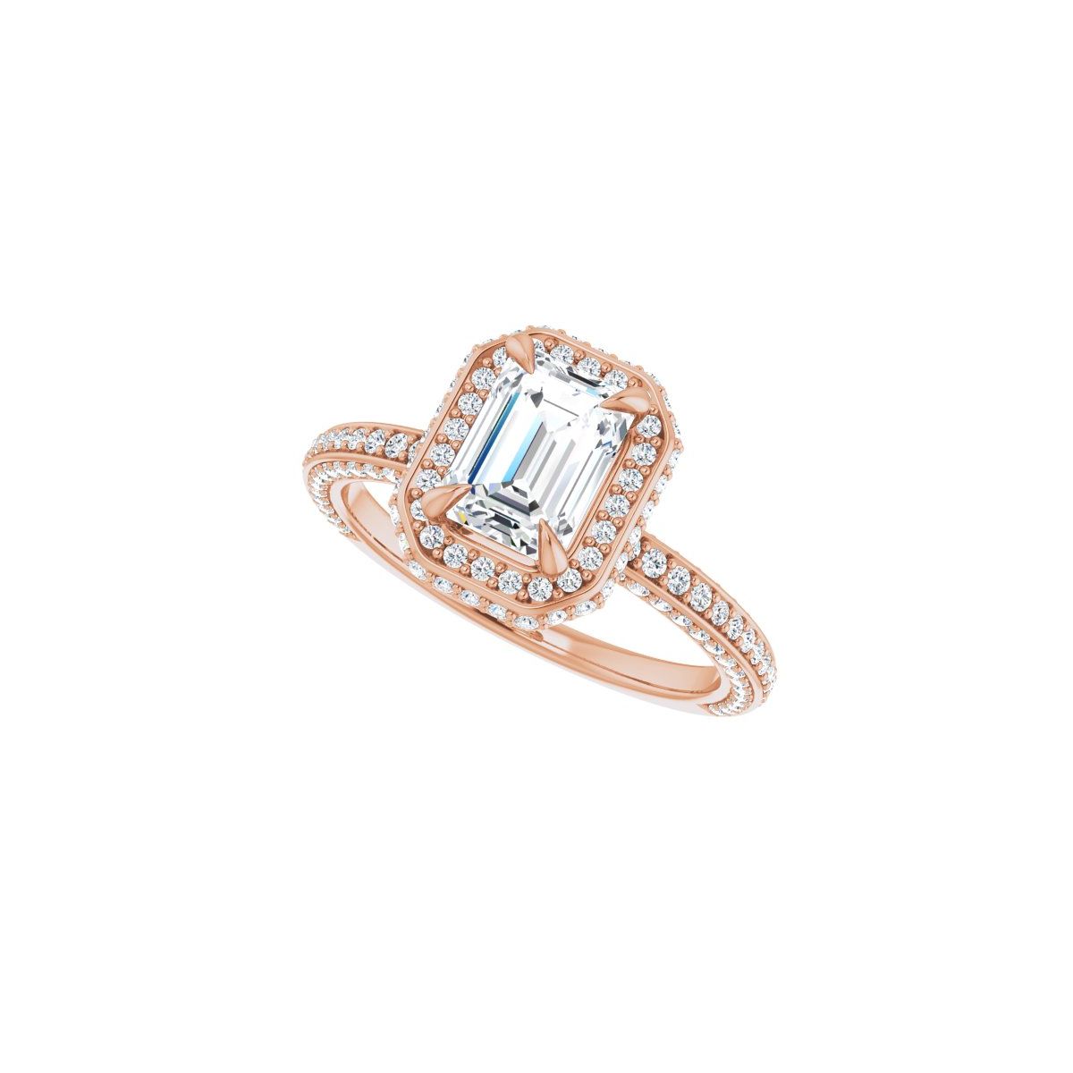 Emerald Hidden Halo-Style Engagement Ring Semi-Mount - gallery - Series 123271