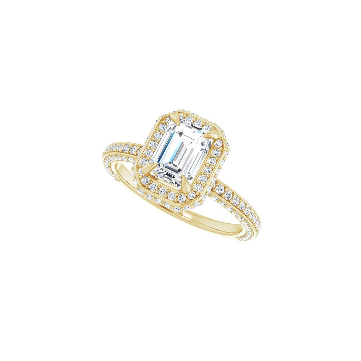 Emerald Hidden Halo-Style Engagement Ring Semi-Mount - gallery - Series 123271