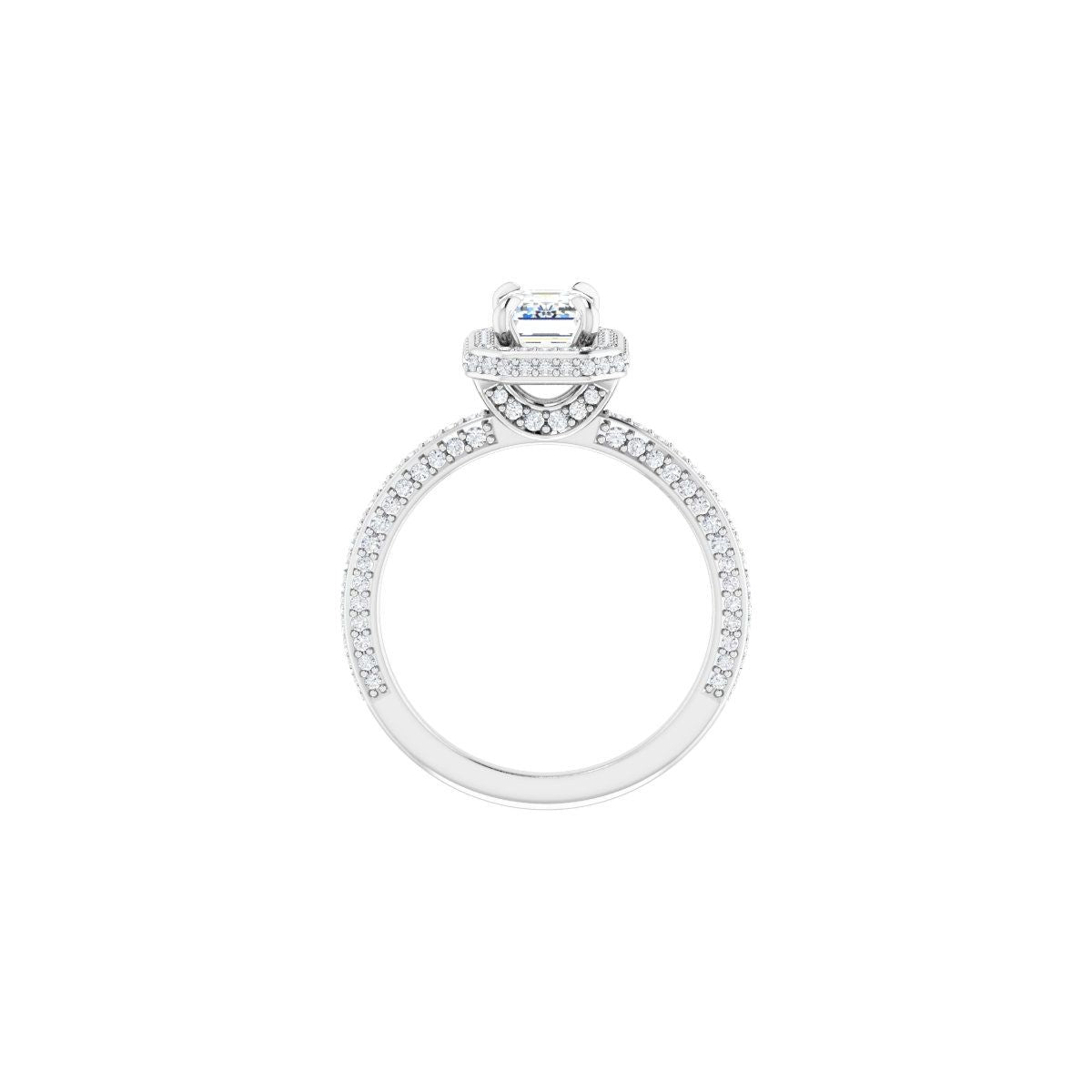 Emerald Hidden Halo-Style Engagement Ring Semi-Mount - gallery - Series 123271