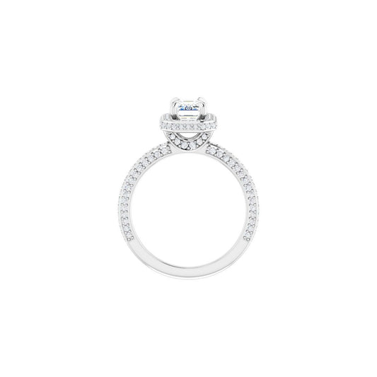 Emerald Hidden Halo-Style Engagement Ring Semi-Mount - gallery - Series 123271