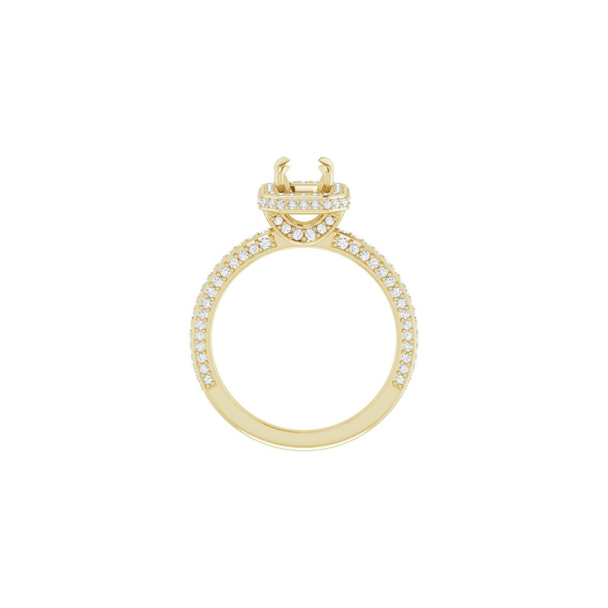 Emerald Hidden Halo-Style Engagement Ring Semi-Mount - gallery - Series 123271