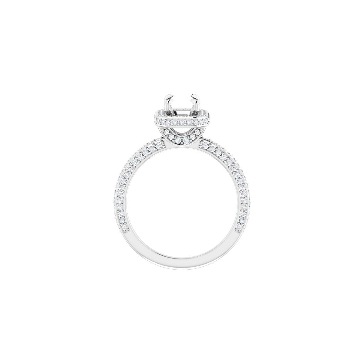 Emerald Hidden Halo-Style Engagement Ring Semi-Mount - gallery - Series 123271