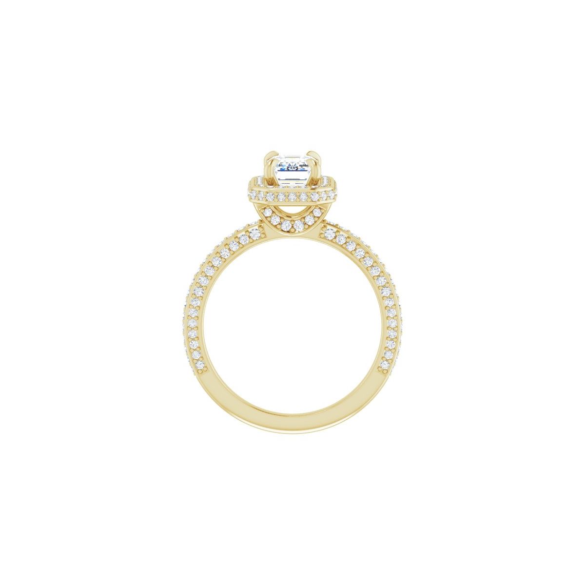 Emerald Hidden Halo-Style Engagement Ring Semi-Mount - gallery - Series 123271