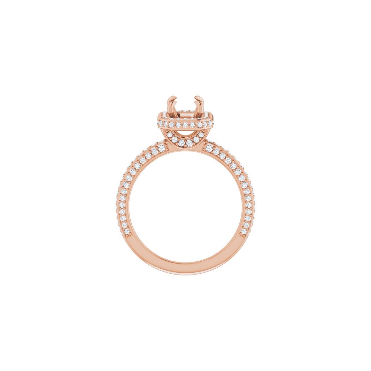 Emerald Hidden Halo-Style Engagement Ring Semi-Mount - gallery - Series 123271