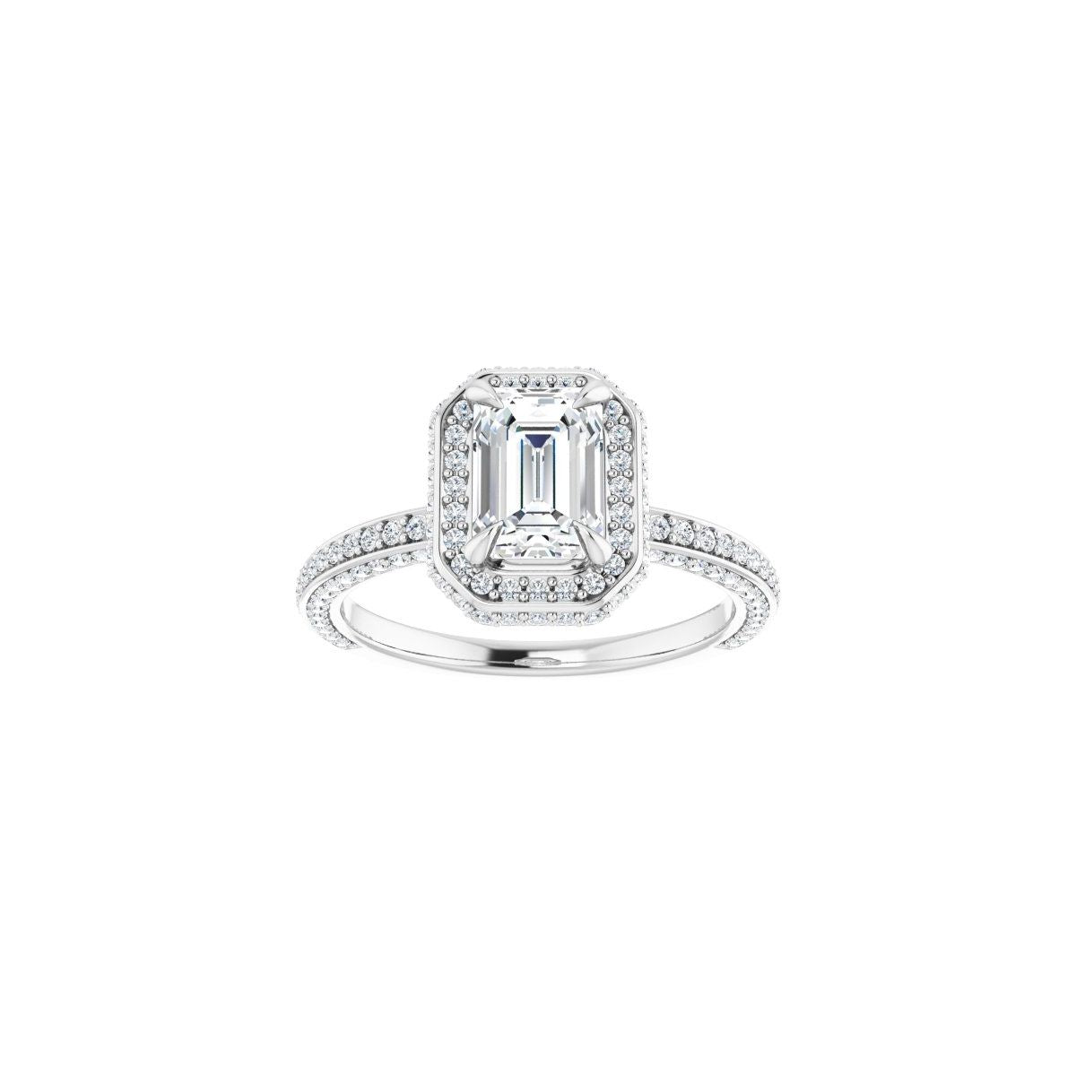Emerald Hidden Halo-Style Engagement Ring Semi-Mount - gallery - Series 123271