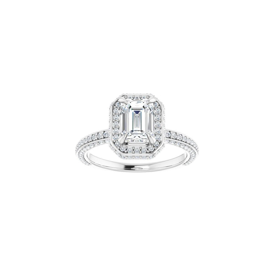 Emerald Hidden Halo-Style Engagement Ring Semi-Mount - gallery - Series 123271