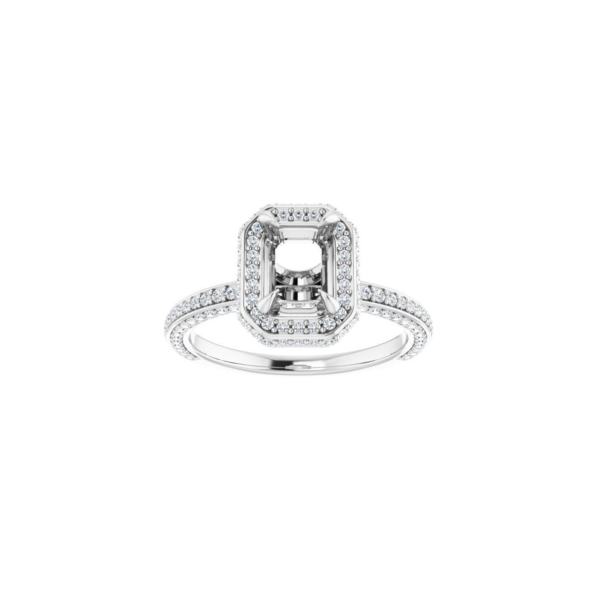 Emerald Hidden Halo-Style Engagement Ring Semi-Mount - gallery - Series 123271