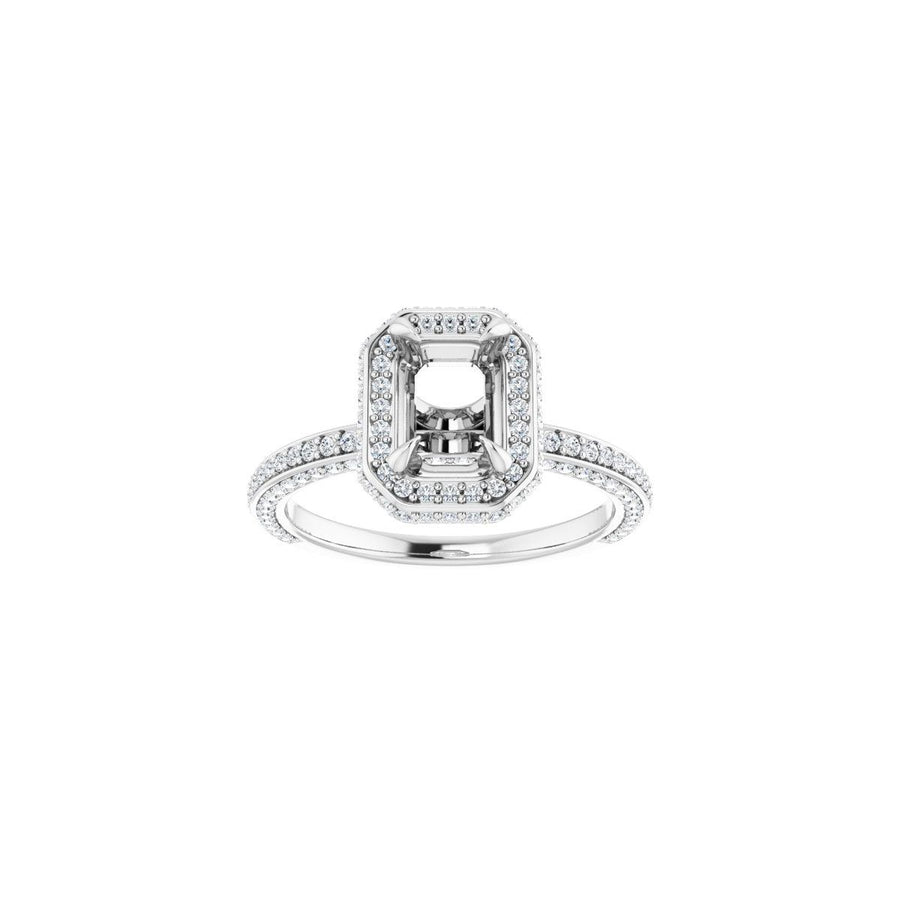 Emerald Hidden Halo-Style Engagement Ring Semi-Mount - gallery - Series 123271