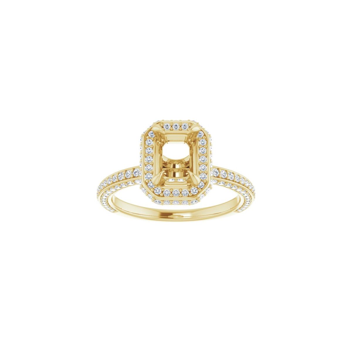 Emerald Hidden Halo-Style Engagement Ring Semi-Mount - gallery - Series 123271