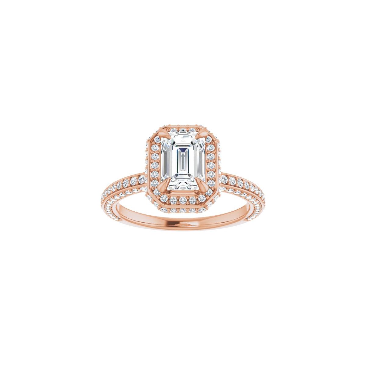 Emerald Hidden Halo-Style Engagement Ring Semi-Mount - gallery - Series 123271