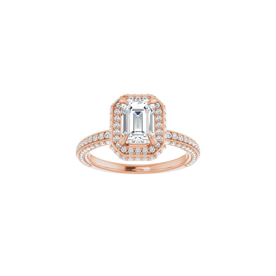 Emerald Hidden Halo-Style Engagement Ring Semi-Mount - gallery - Series 123271