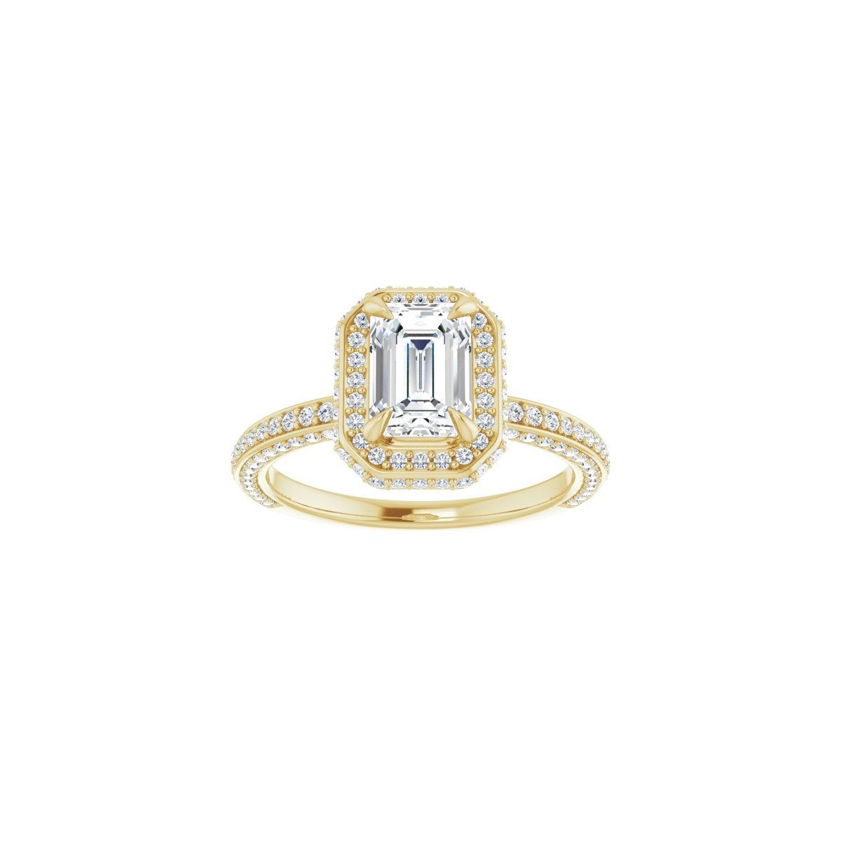 Emerald Hidden Halo-Style Engagement Ring Semi-Mount - gallery - Series 123271