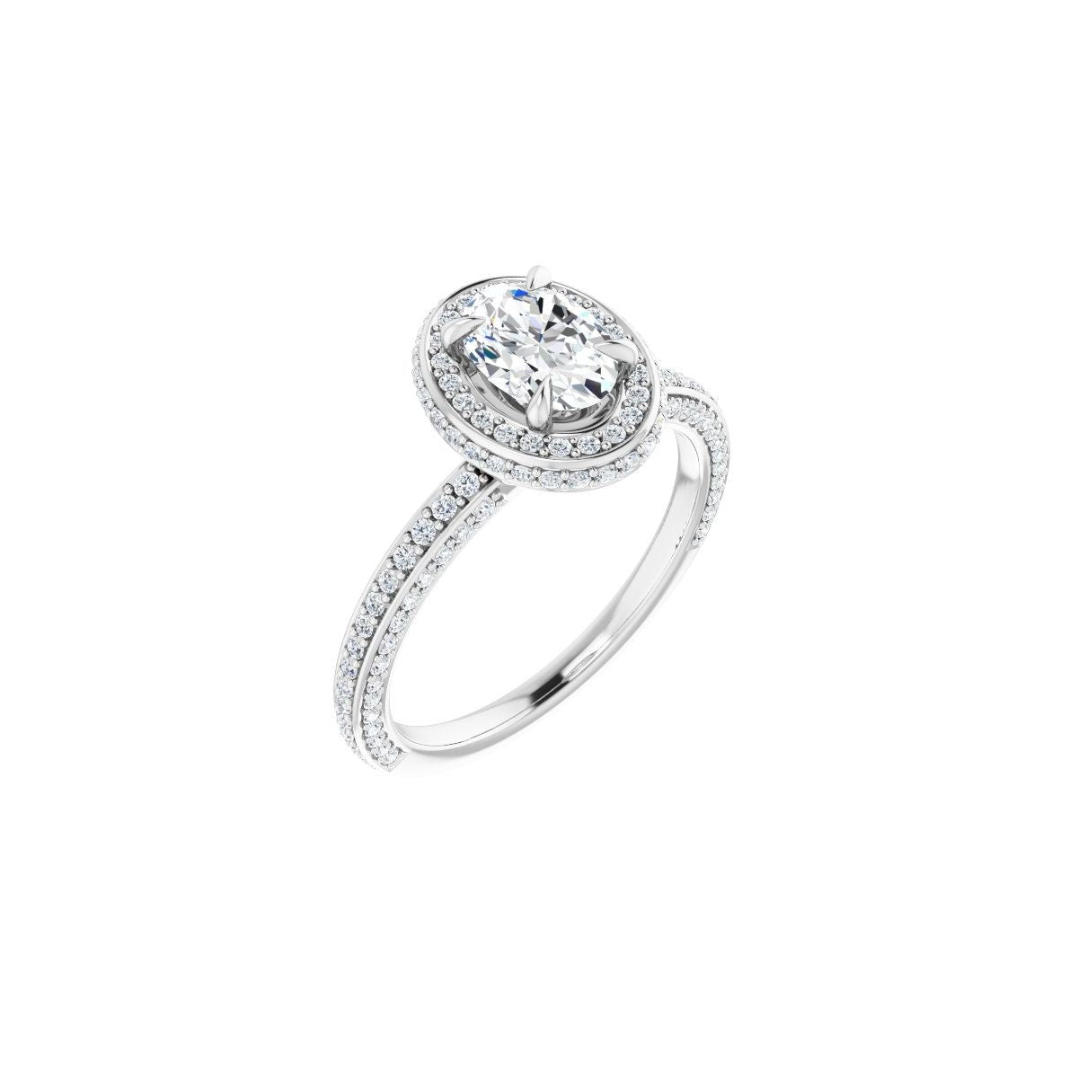 Natural Diamond Oval Hidden Halo-Style Engagement Ring Semi-Mount - Platinum - Series 123271