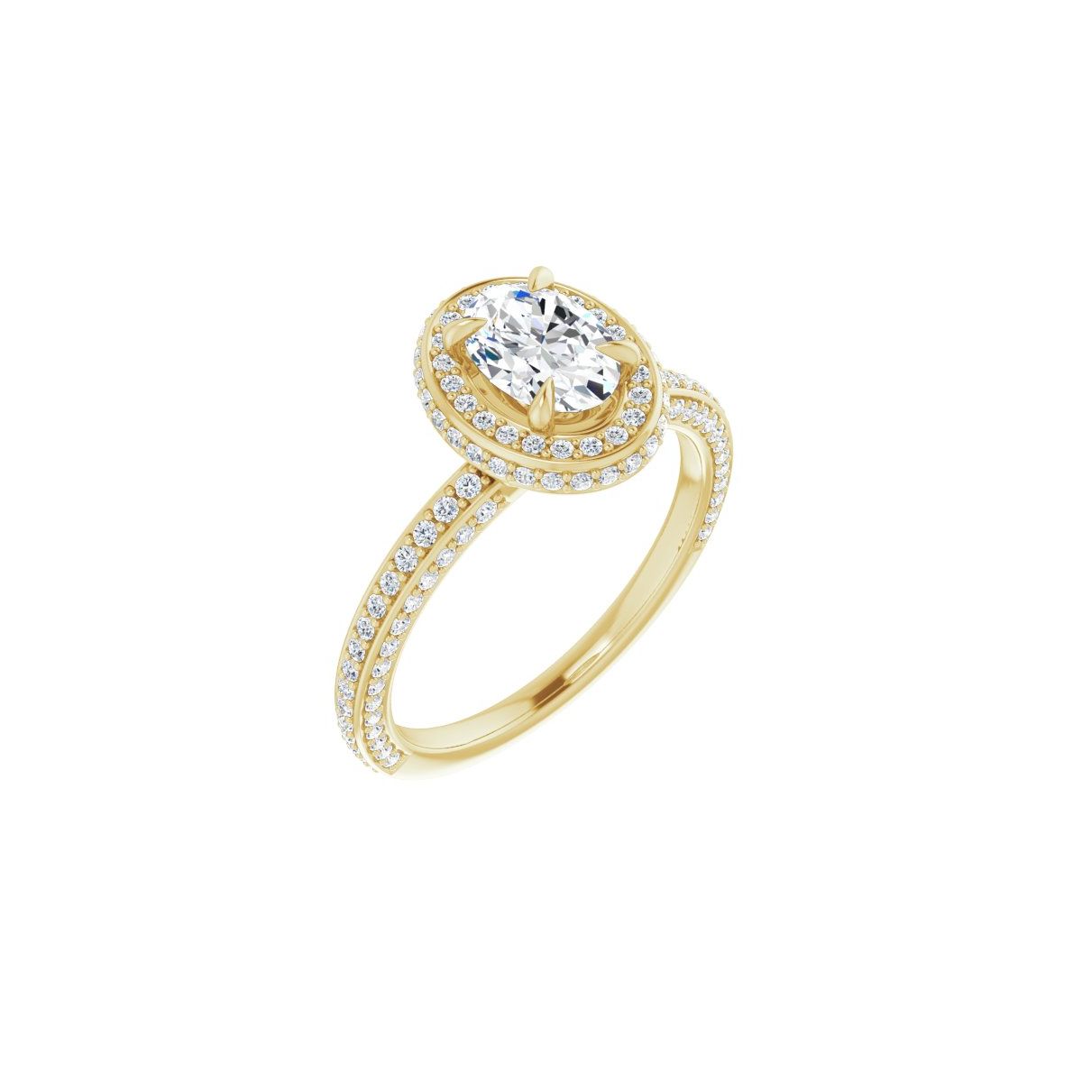 Natural Diamond Oval Hidden Halo-Style Engagement Ring Semi-Mount - 14K Yellow Gold - Series 123271