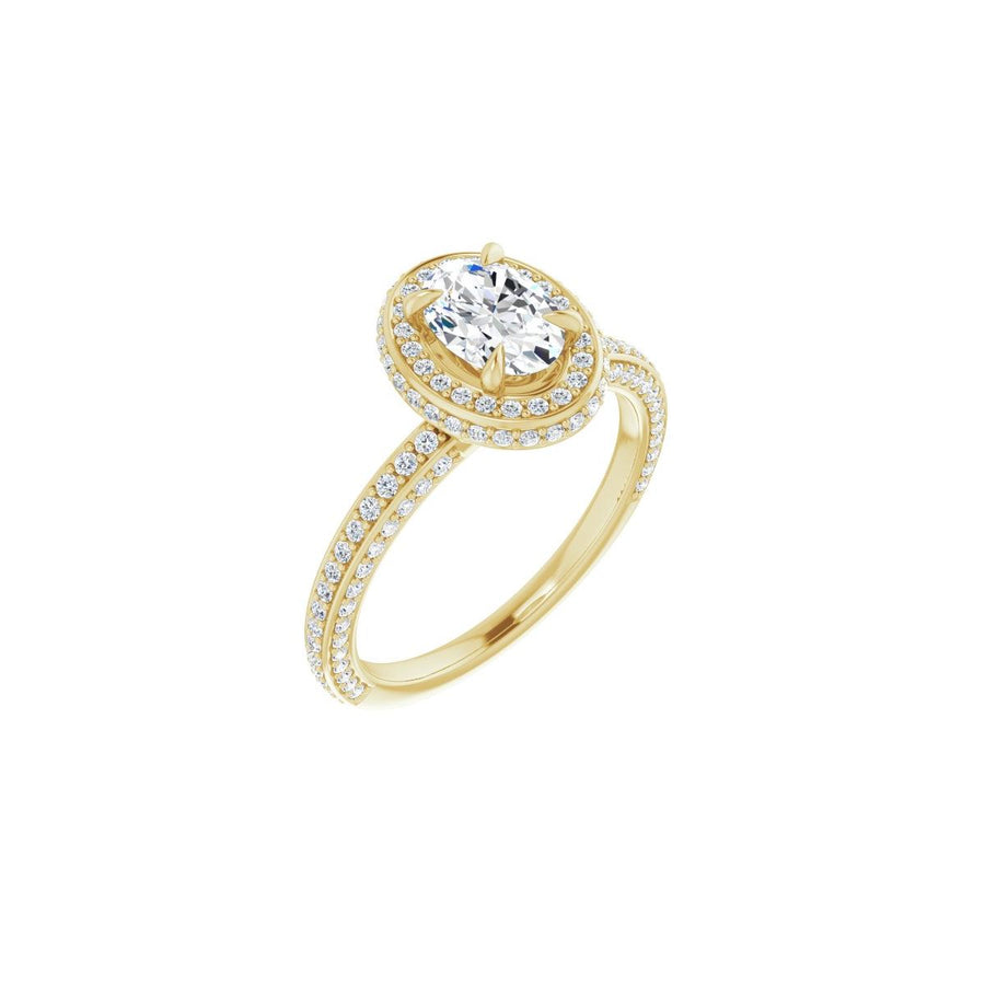 Natural Diamond Oval Hidden Halo-Style Engagement Ring Semi-Mount - 14K Yellow Gold - Series 123271