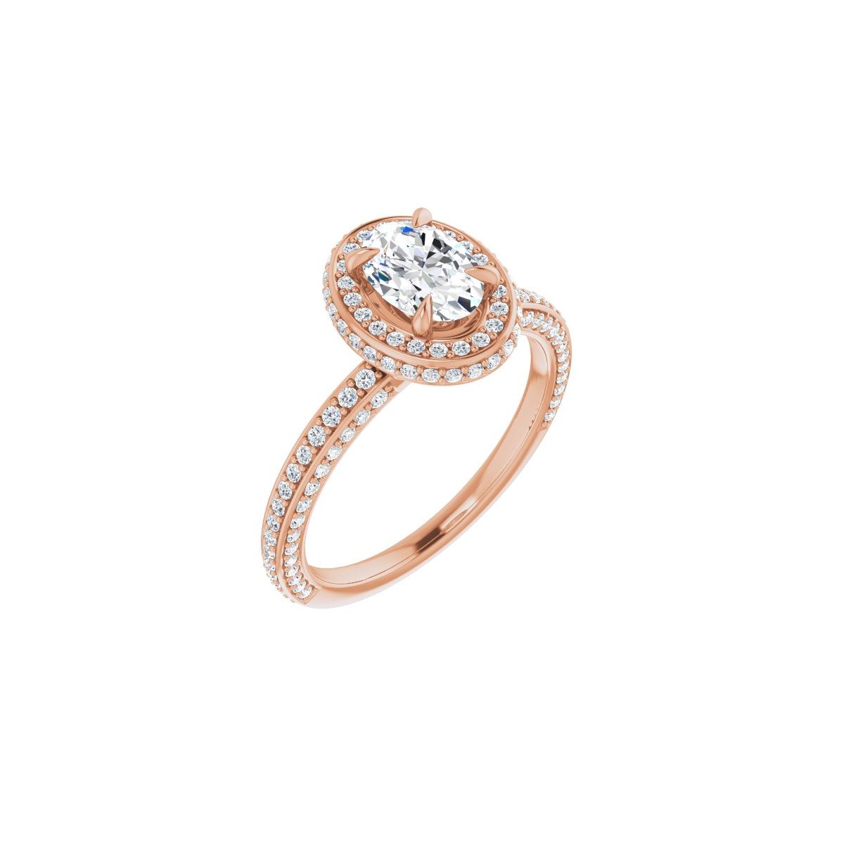 Natural Diamond Oval Hidden Halo-Style Engagement Ring Semi-Mount - 14K Rose Gold - Series 123271