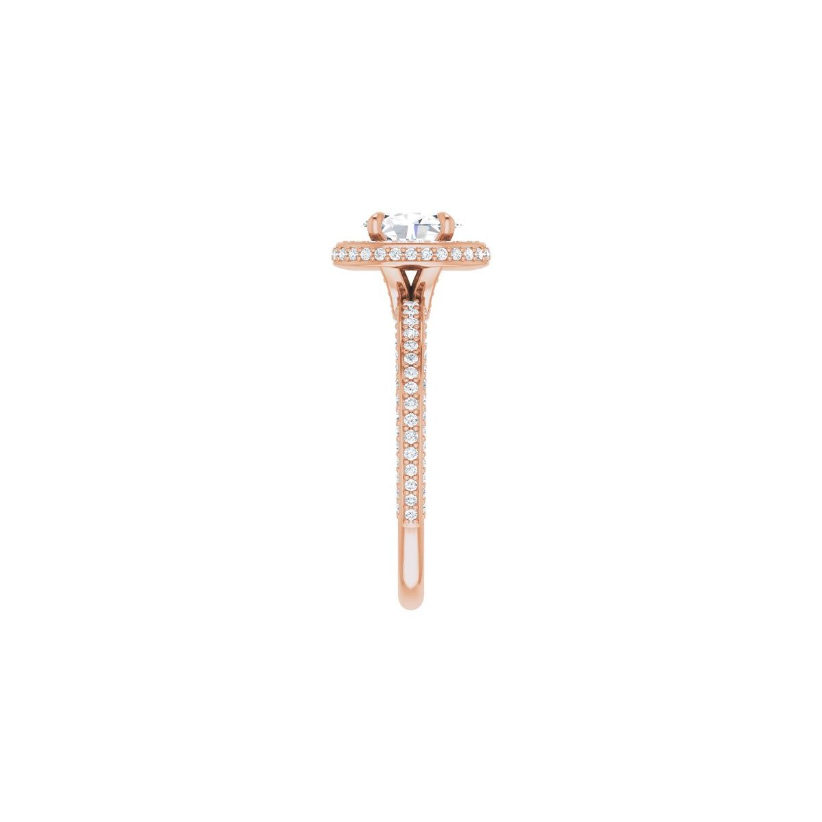 Oval Hidden Halo-Style Engagement Ring Semi-Mount - gallery - Series 123271