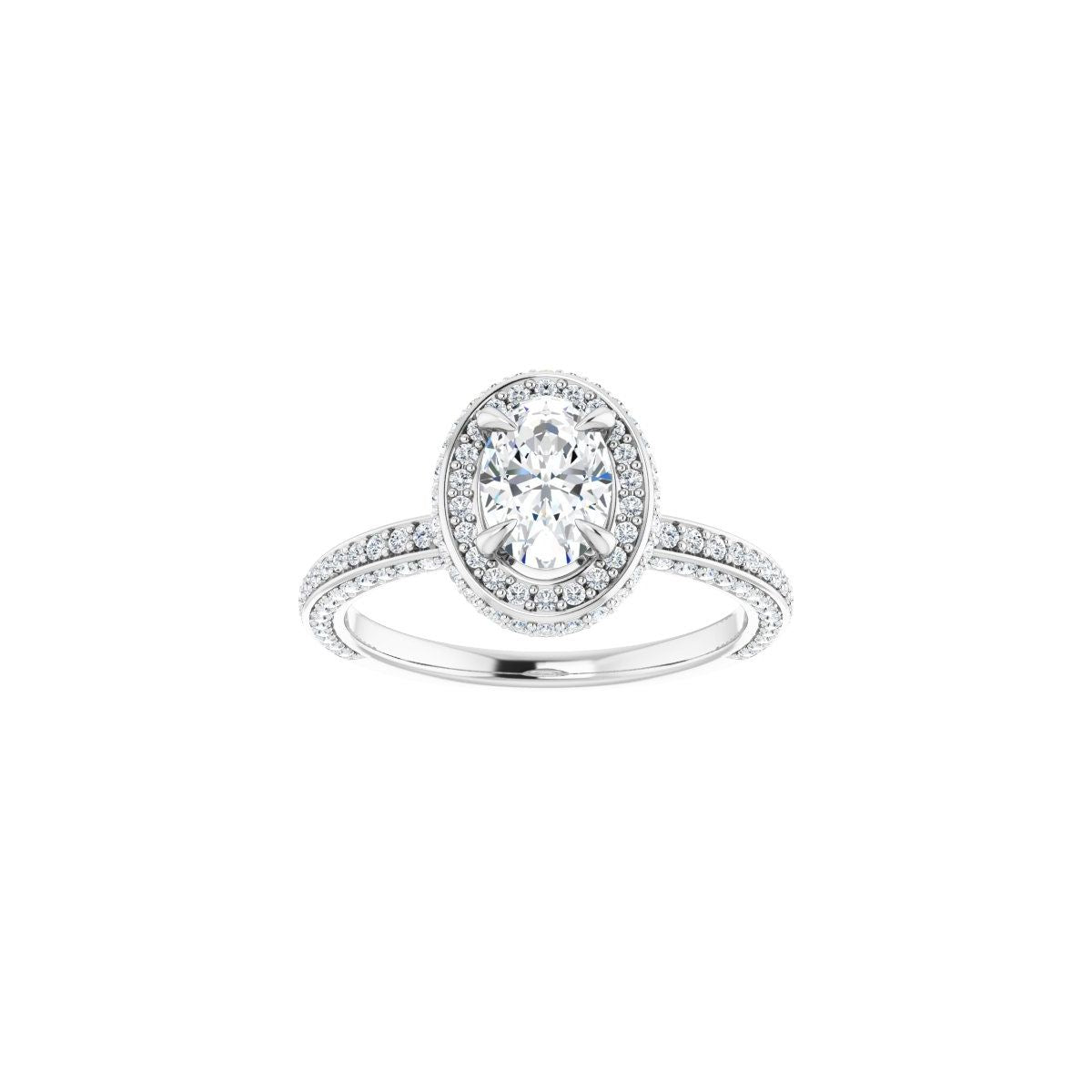 Oval Hidden Halo-Style Engagement Ring Semi-Mount - gallery - Series 123271